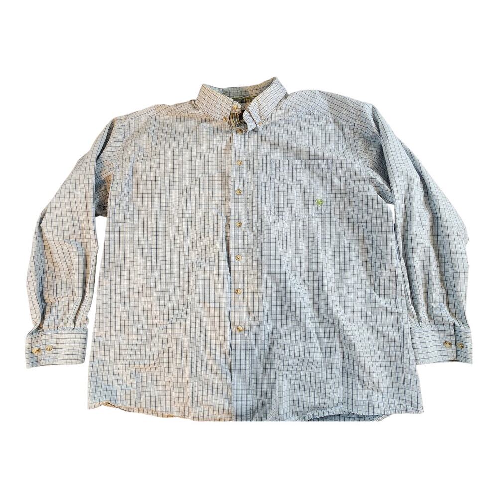 Ariat Pro series mens XXL blue yellow plaid button down long sleeve rodeo westrn